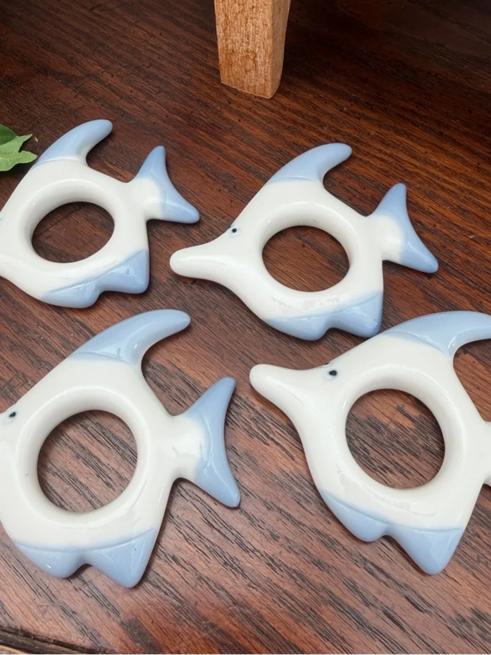 Vintage Dolphin Napkin Rings Set of 4 Ceramic Japan Coastal Beach Nautical Decor